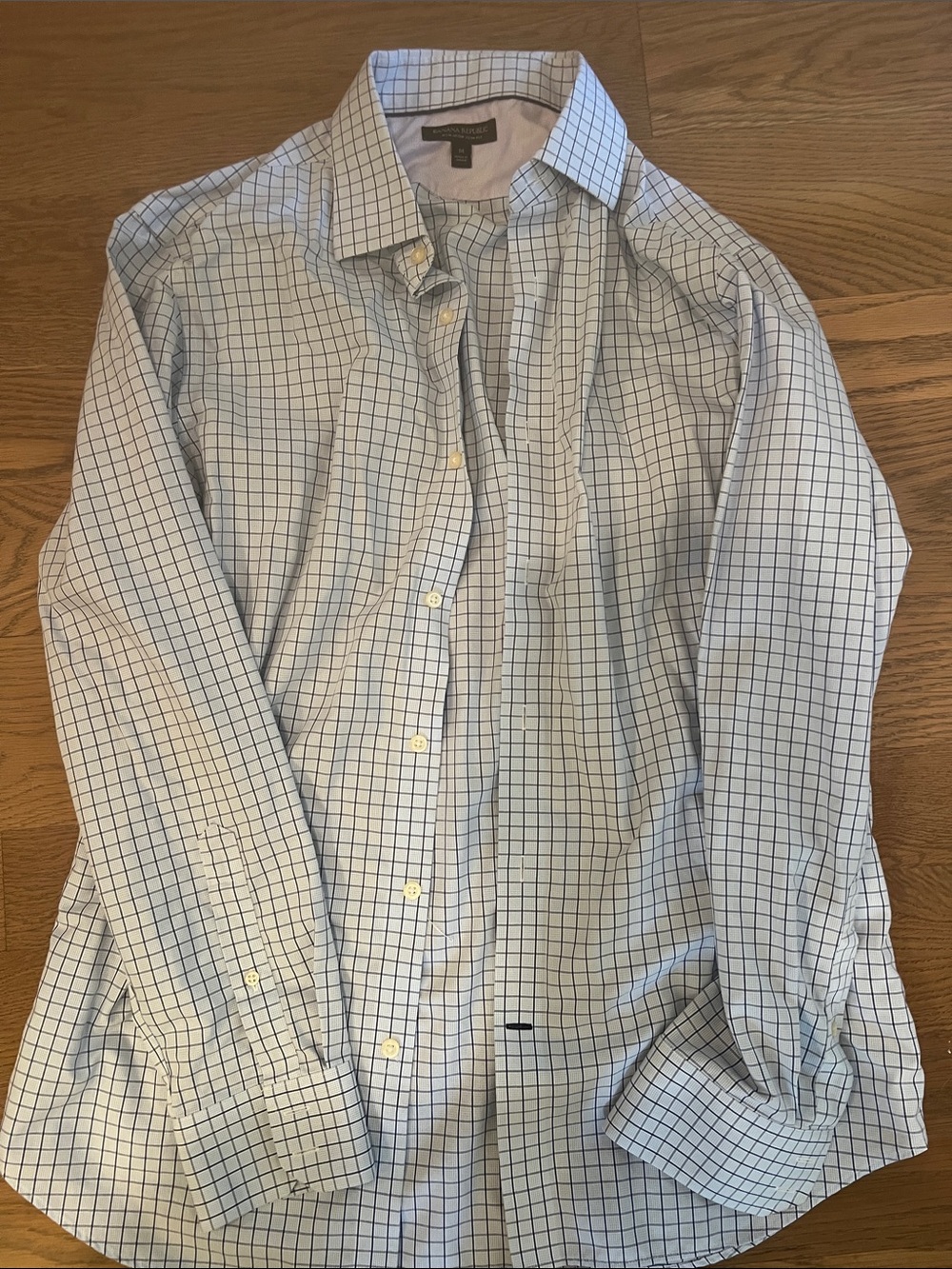 Banana Republic Blue and White Windowpane Dress Shirt